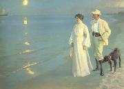 Peder Severin Kroyer Summer Evening on the Skagen Beach The Artist and hs Wife (nn02) Sweden oil painting reproduction